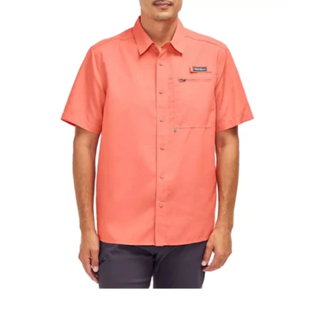 NWT Eddie Bauer Tech Woven Shirt UPF Protection Moisture Wicking Tea Rose Top L